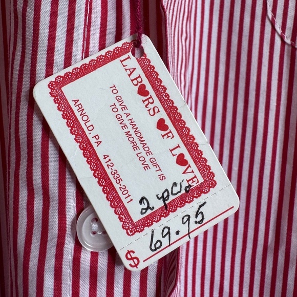 🆕Marquis Red White Stripe Vintage Mens Golf Oxford Button Down Collared Shirt - Picture 7 of 10